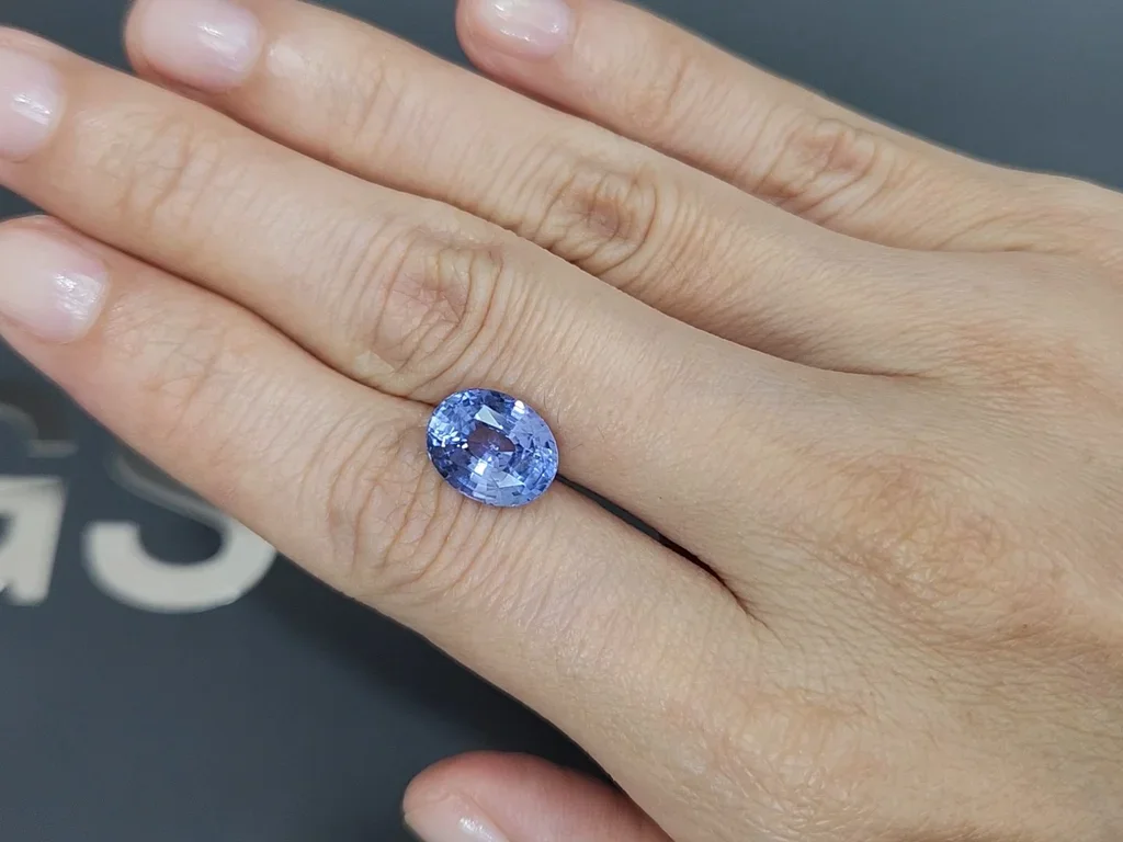 Негретый синий сапфир Pastel Blue в огранке овал 5,05 карата, Шри-Ланка  Изображение №2