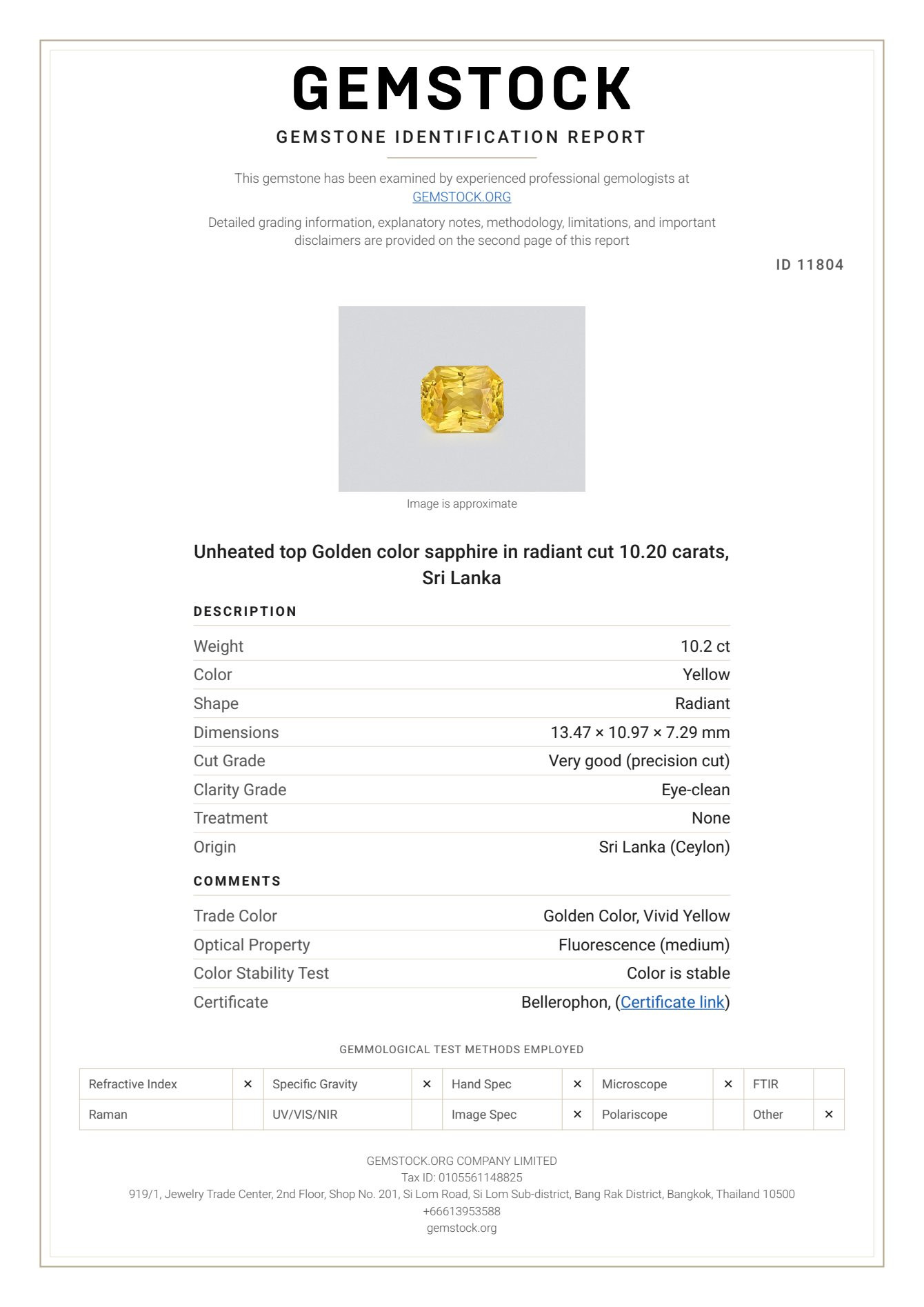 Негретый сапфир цвета Golden в огранке радиант 10.20 карат, Шри-Ланка Изображение №7