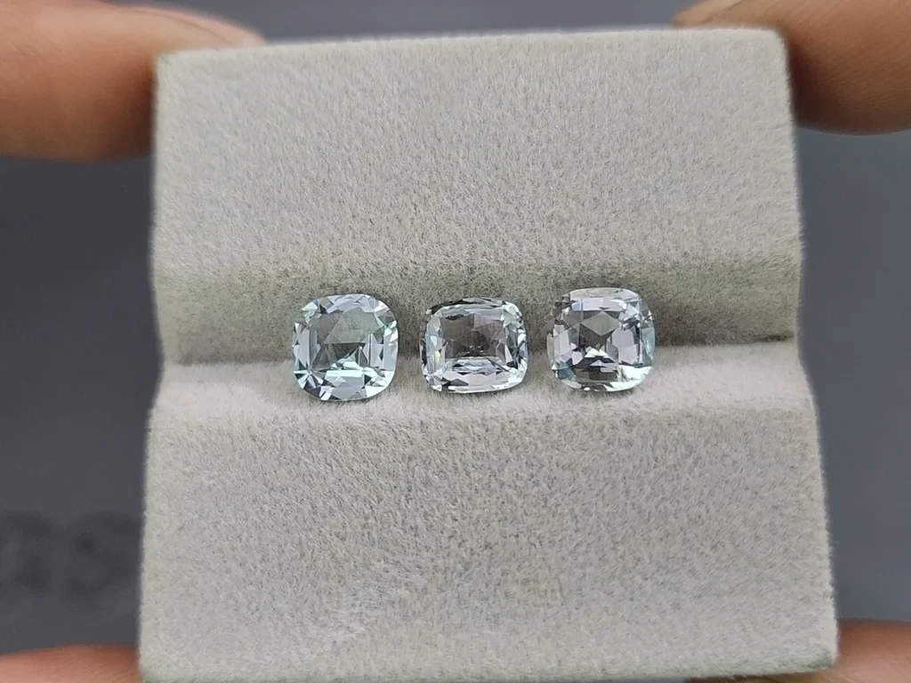 Сет аквамаринов в огранке кушон 2,95 карат, Мадагаскар Изображение №5