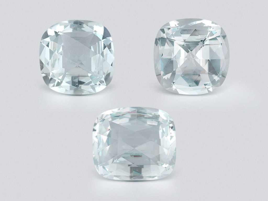 Сет аквамаринов в огранке кушон 2,95 карат, Мадагаскар Изображение №1