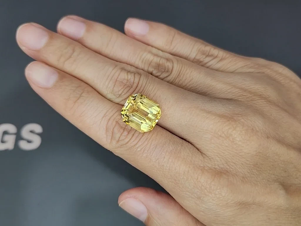 Негретый золотой Golden color сапфир в огранке октагон 15.04 карат, Шри-Ланка Изображение №2