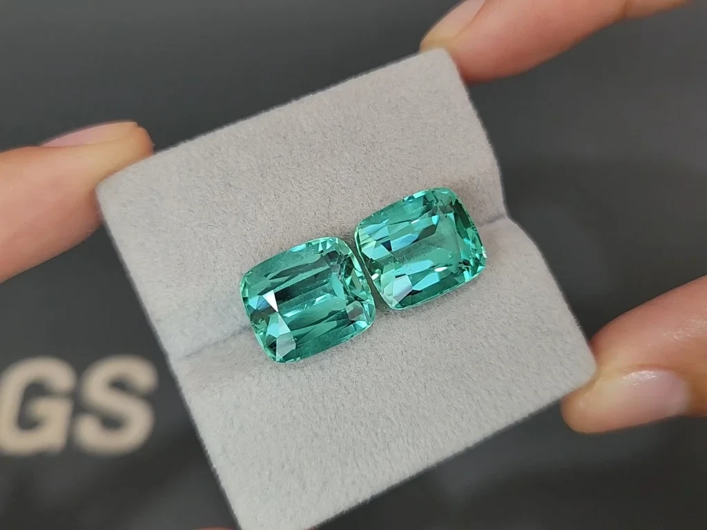 Пара турмалинов Lagoon в огранке кушон 17,67 карат, Афганистан Изображение №4