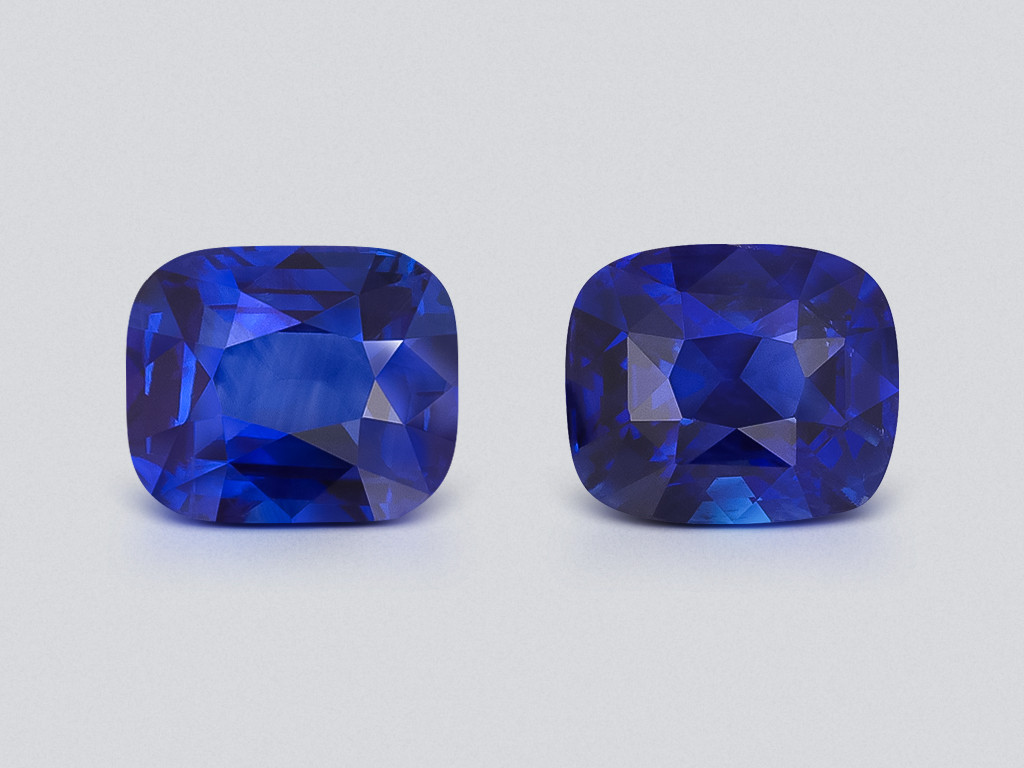 Пара сапфиров Royal Blue в огранке кушон 4.10 карат, Шри-Ланка Изображение №1