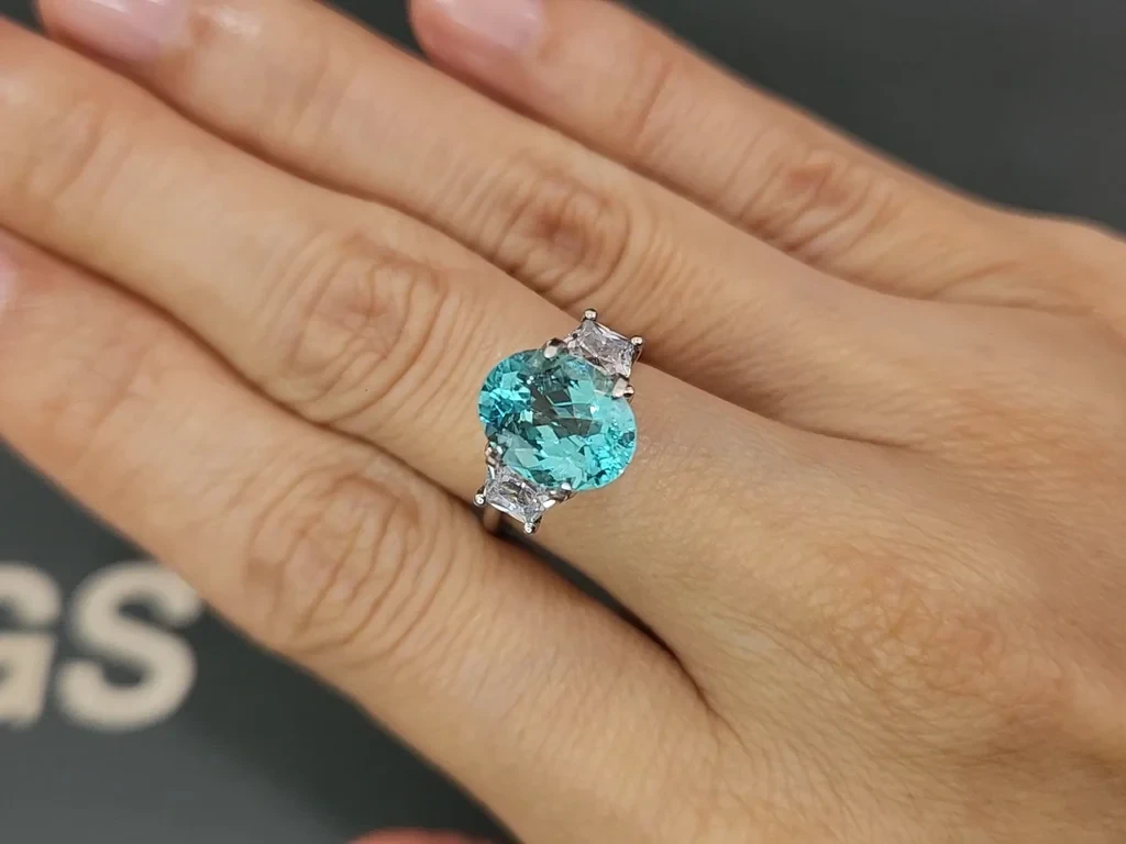 Неоновый турмалин Параиба в огранке овал 3,05 карат, Афганистан Изображение №5