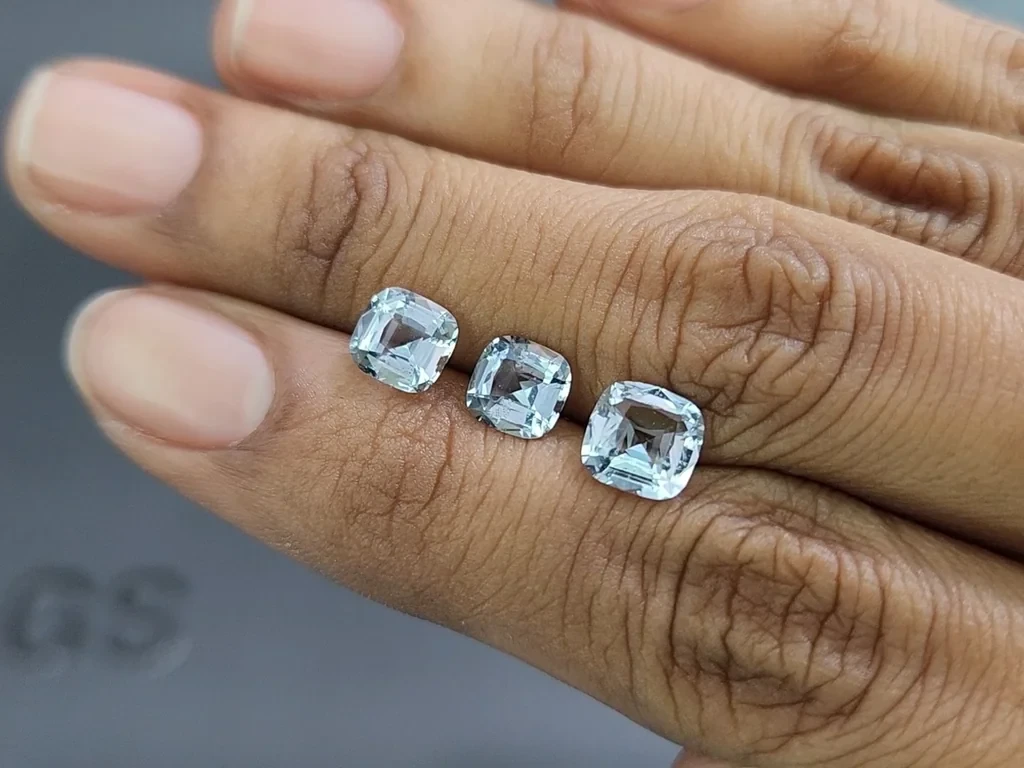 Сет аквамаринов в огранке кушон 2,89 карат, Мадагаскар Изображение №2