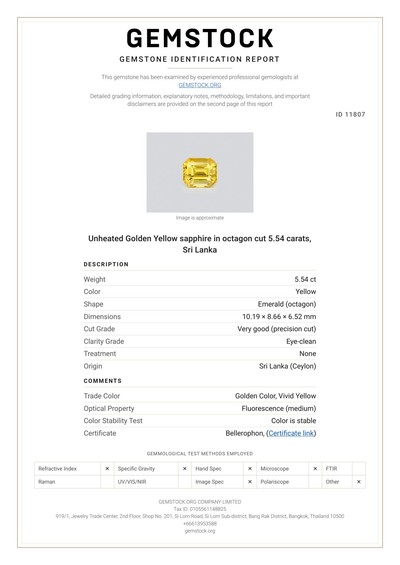 Негретый Golden Yellow сапфир в огранке октагон 5,54 карат, Шри-Ланка Изображение №6
