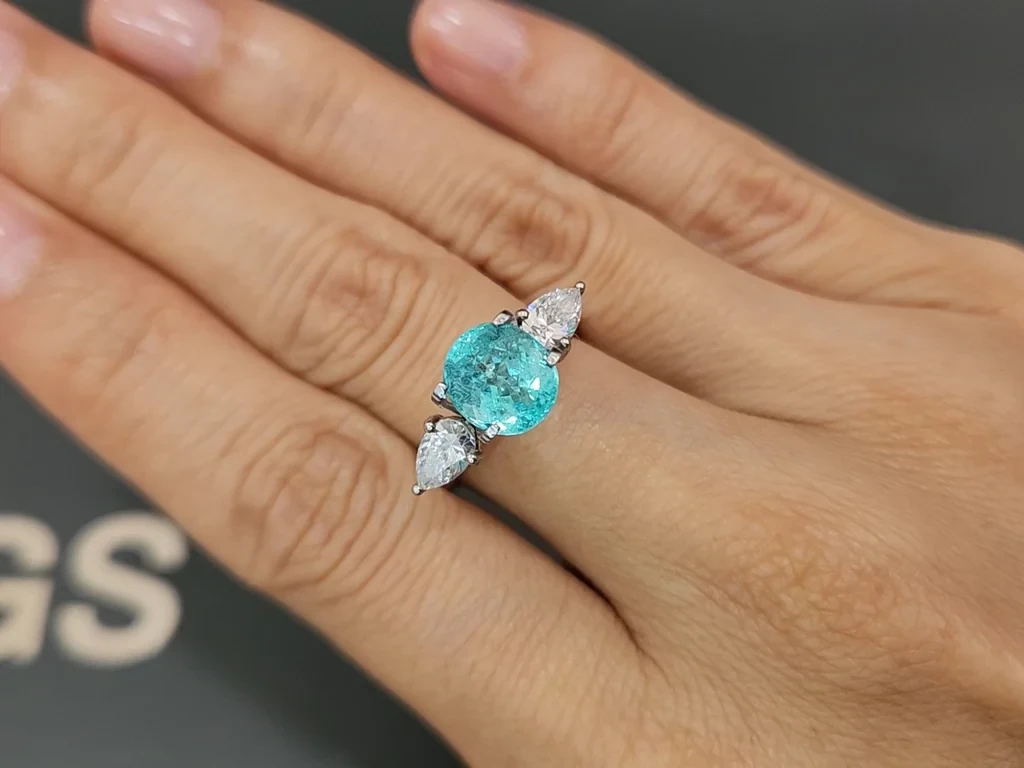 Неоновый турмалин Параиба в огранке овал 2,55 карат, Афганистан Изображение №5