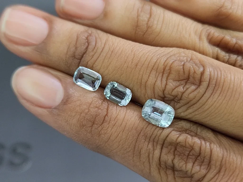 Сет аквамаринов в огранке кушон 2,73 карат, Мадагаскар Изображение №2