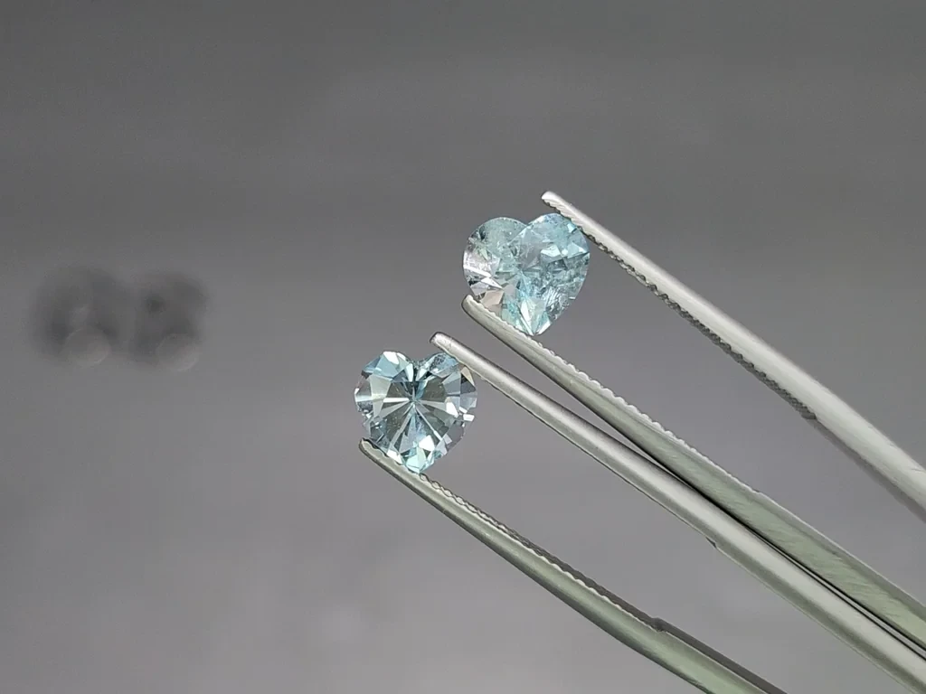 Сет аквамаринов в огранке сердце 4,11 карат, Мадагаскар Изображение №4