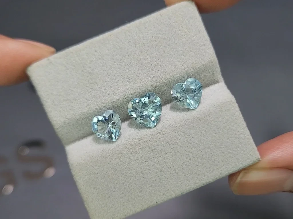 Сет аквамаринов в огранке сердце 4,11 карат, Мадагаскар Изображение №5