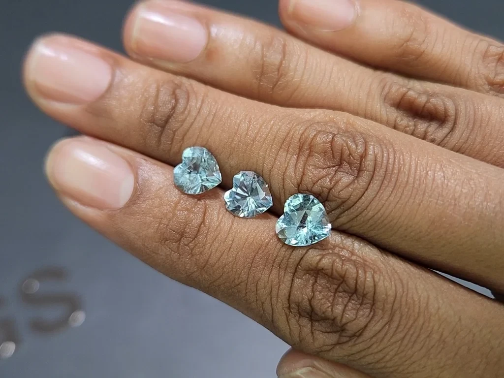 Сет аквамаринов в огранке сердце 4,11 карат, Мадагаскар Изображение №2