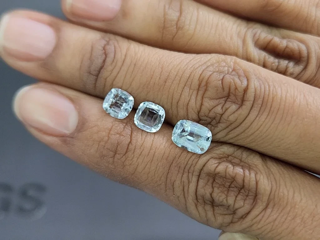 Сет аквамаринов в огранке кушон 2,51 карат, Мадагаскар Изображение №2