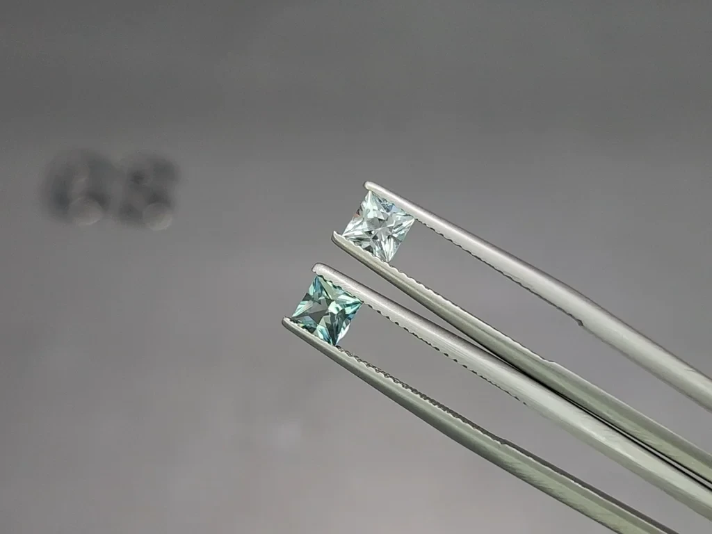 Сет аквамаринов в огранке принцесса 1,49 карат, Мадагаскар Изображение №3