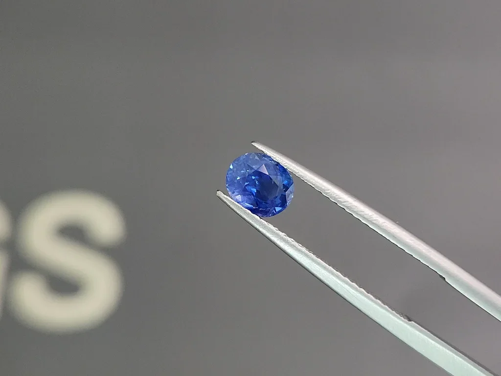Негретый сапфир Cornflower Blue в огранке овал 1,15 карата, Шри-Ланка Изображение №3