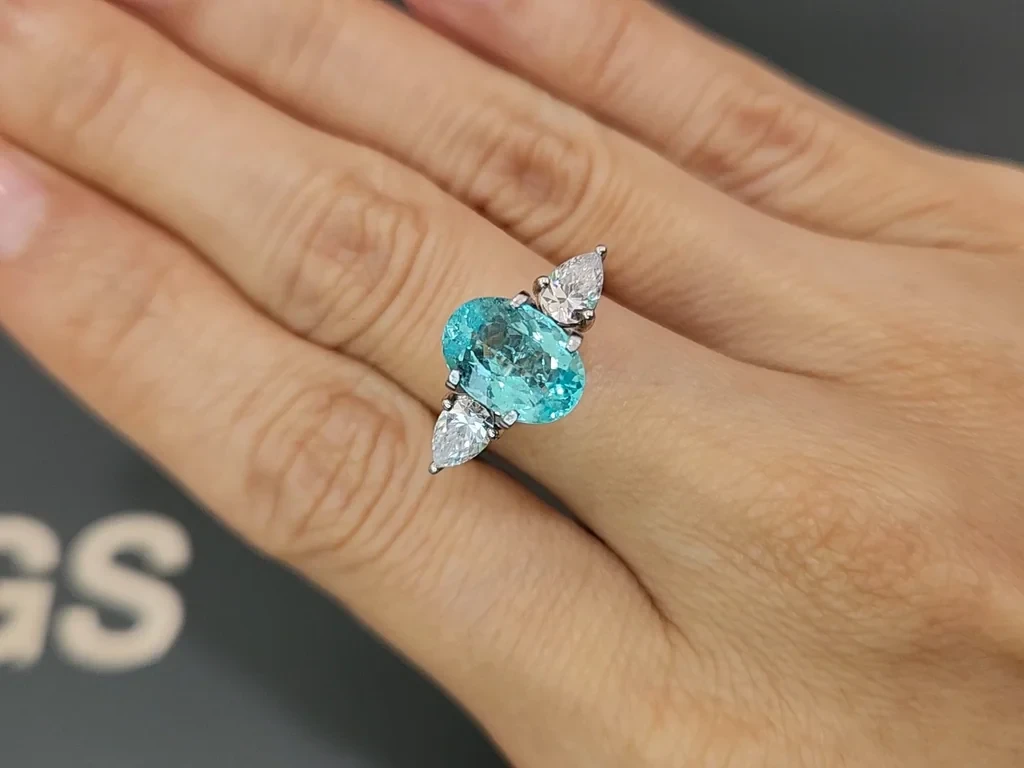 Неоновый турмалин Параиба в огранке овал 2,39 карат, Афганистан Изображение №5