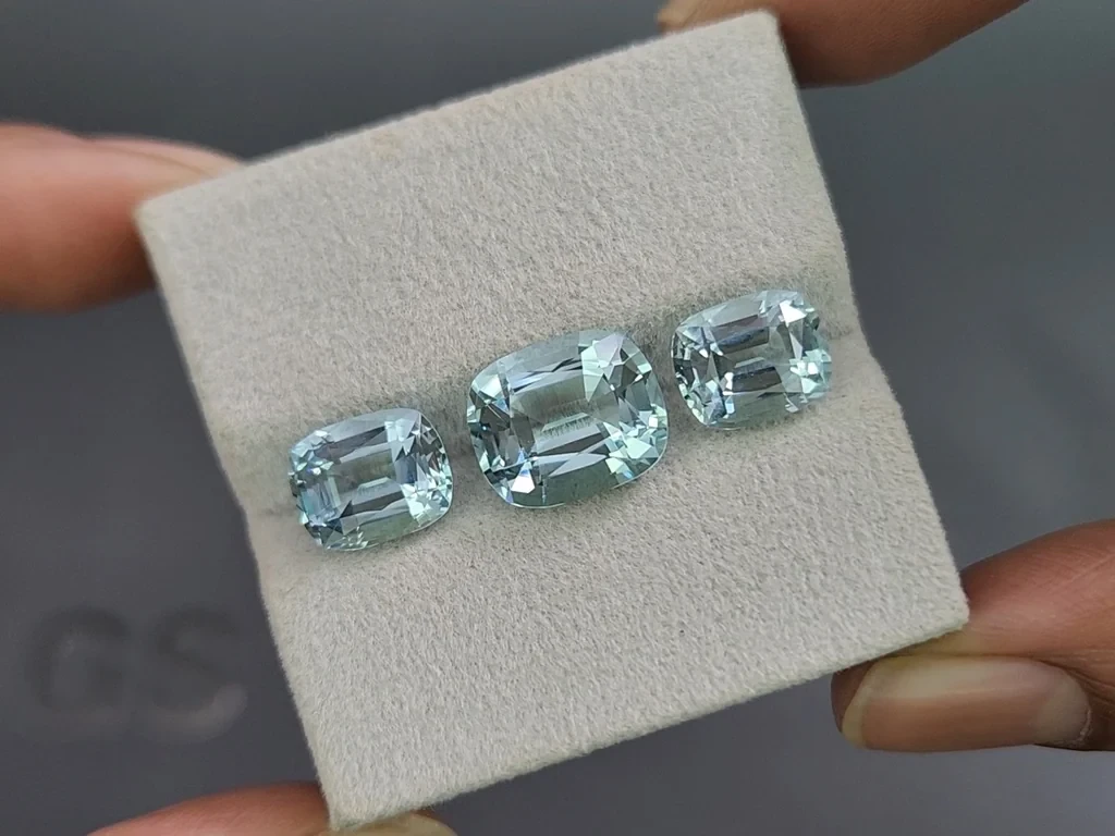 Сет аквамаринов в огранке кушон 10,47 карат, Мадагаскар Изображение №4