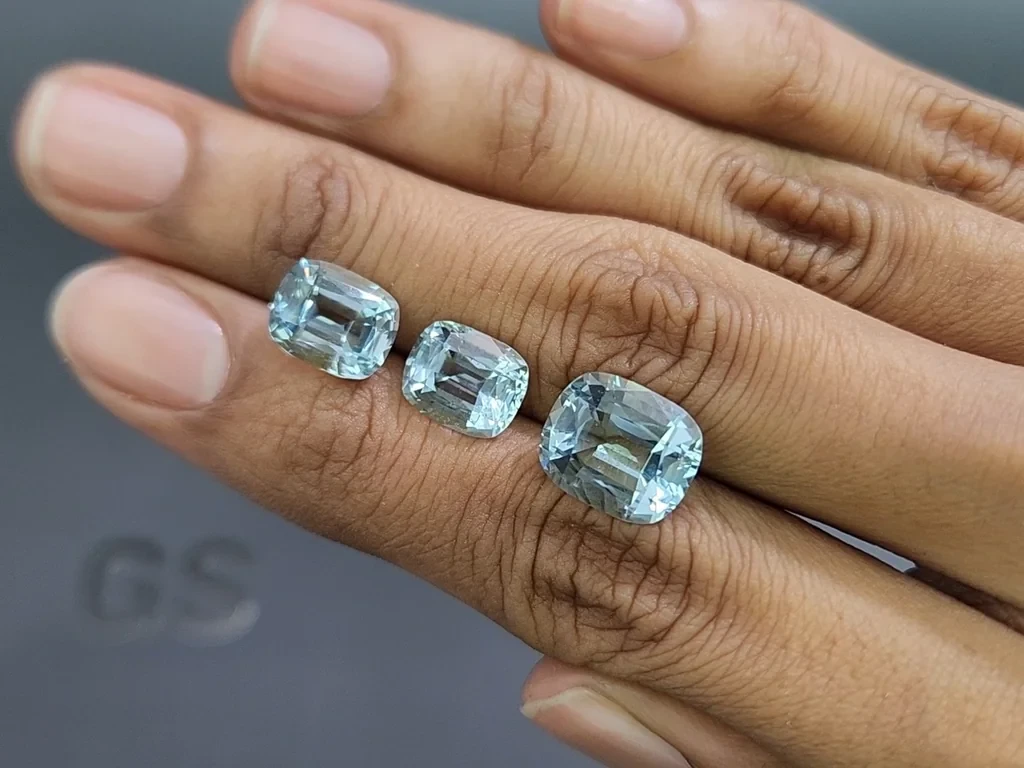 Сет аквамаринов в огранке кушон 10,47 карат, Мадагаскар Изображение №1
