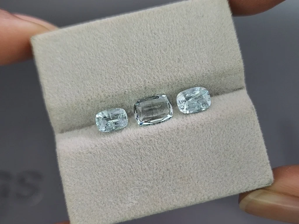 Сет аквамаринов в огранке кушон 2,20 карат, Мадагаскар Изображение №5