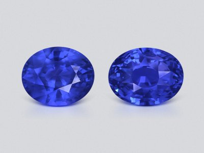 Пара негретых сапфиров Cornflower Blue в огранке овал 8,63 карат, Шри-Ланка photo