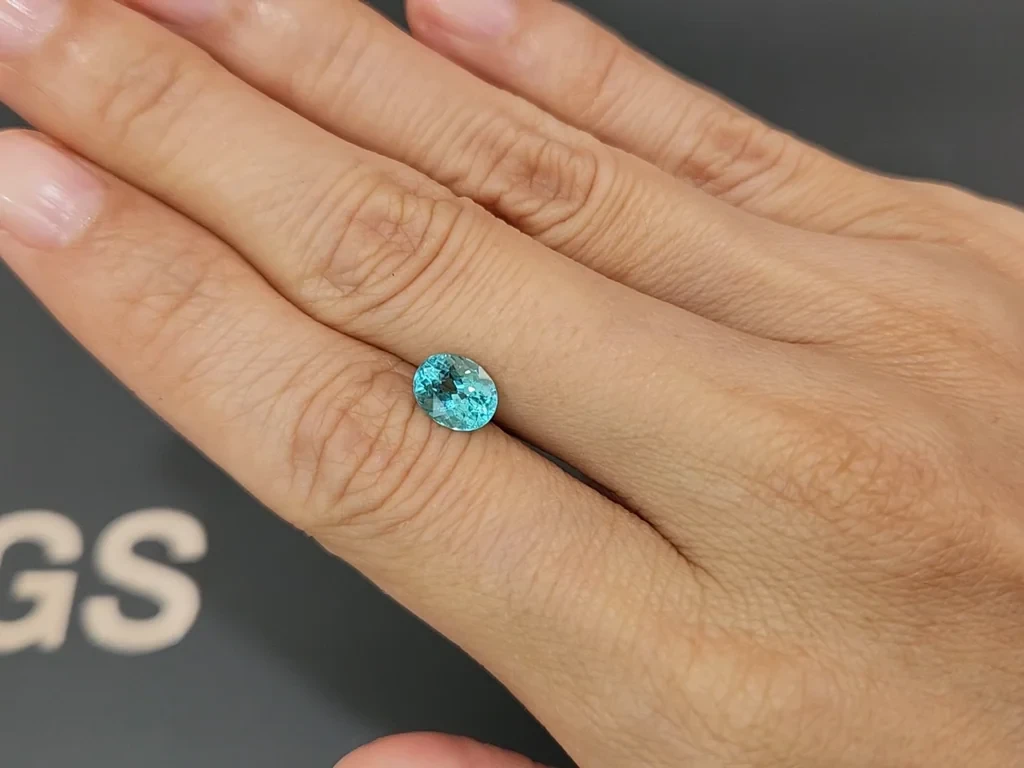 Неоново-голубой турмалин Параиба в огранке овал 1,36 карат, Афганистан Изображение №2