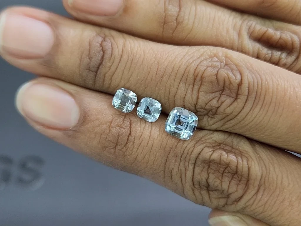 Сет аквамаринов в огранке кушон 2,18 карат, Мадагаскар Изображение №2