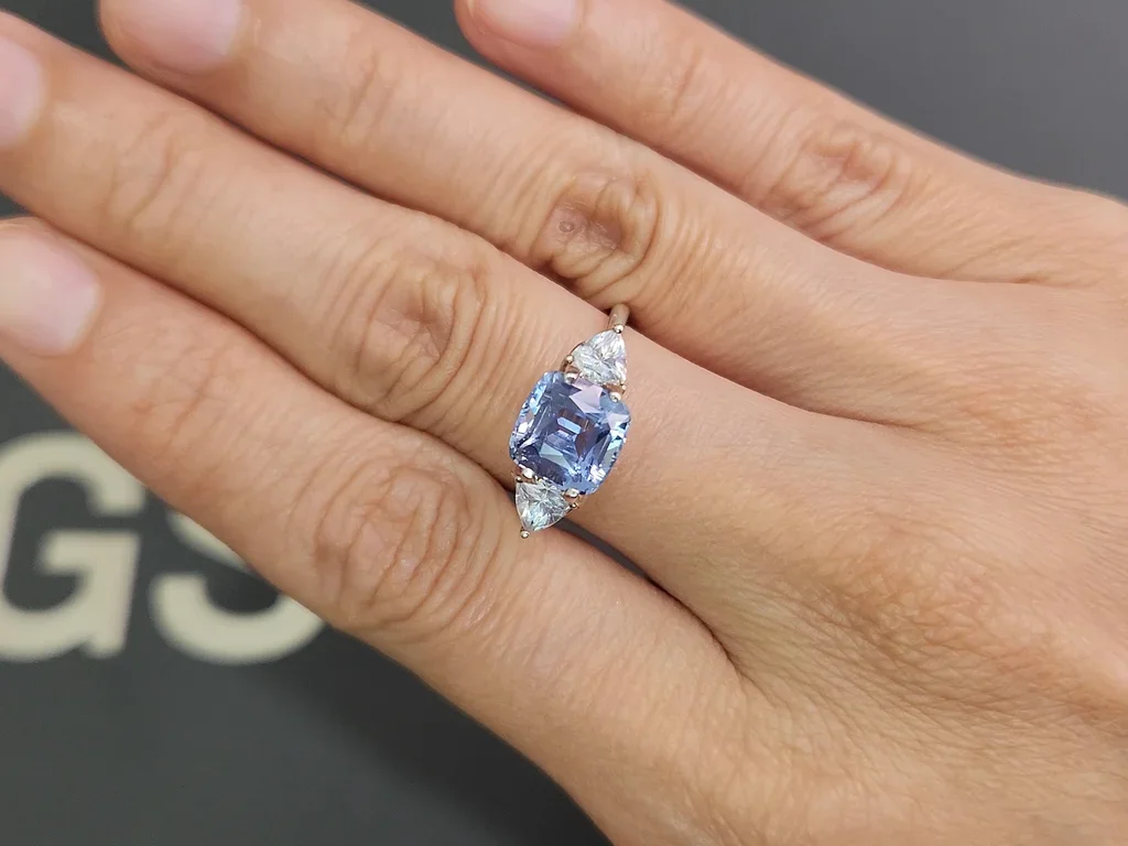 Негретый сапфир Pastel Blue в огранке кушон 3,50 карата, Шри-Ланка Изображение №5