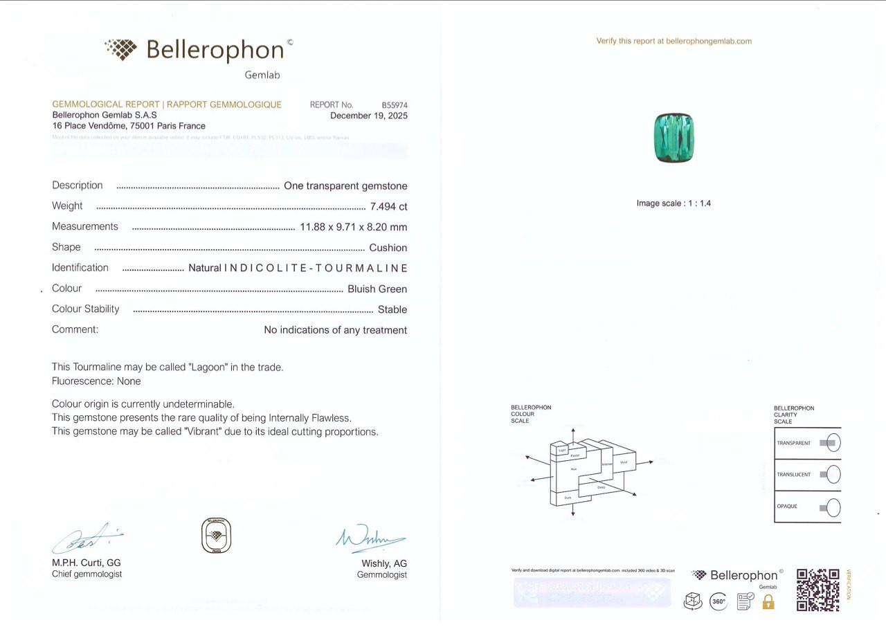 Турмалин Lagoon в огранке кушон 7,49 карат, Афганистан Изображение №6