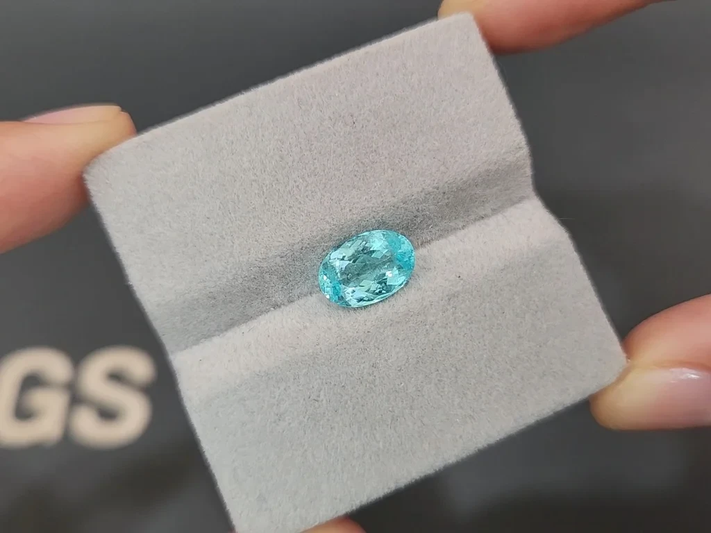Неоново-голубой турмалин Параиба в огранке овал 2,05 карата, Афганистан Изображение №4