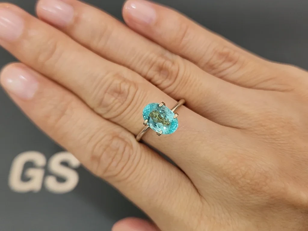 Неоново-голубой турмалин Параиба в огранке овал 2,05 карата, Афганистан Изображение №5