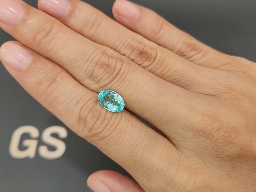 Неоново-голубой турмалин Параиба в огранке овал 2,05 карата, Афганистан Изображение №2