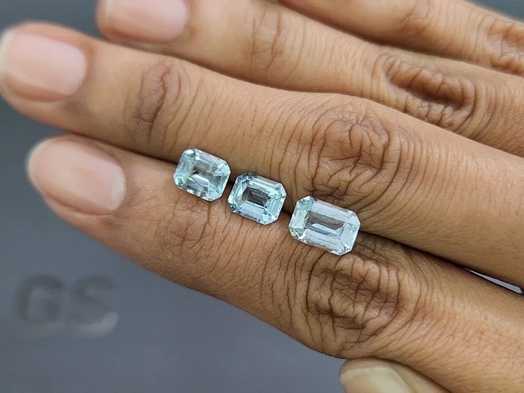 Сет аквамаринов в огранке октагон 3,87 карат, Мадагаскар Изображение №2