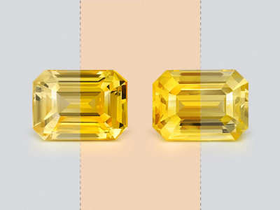 Пара негретых сапфиров Golden Yellow в огранке октагон 6,40 карат, Шри-Ланка photo