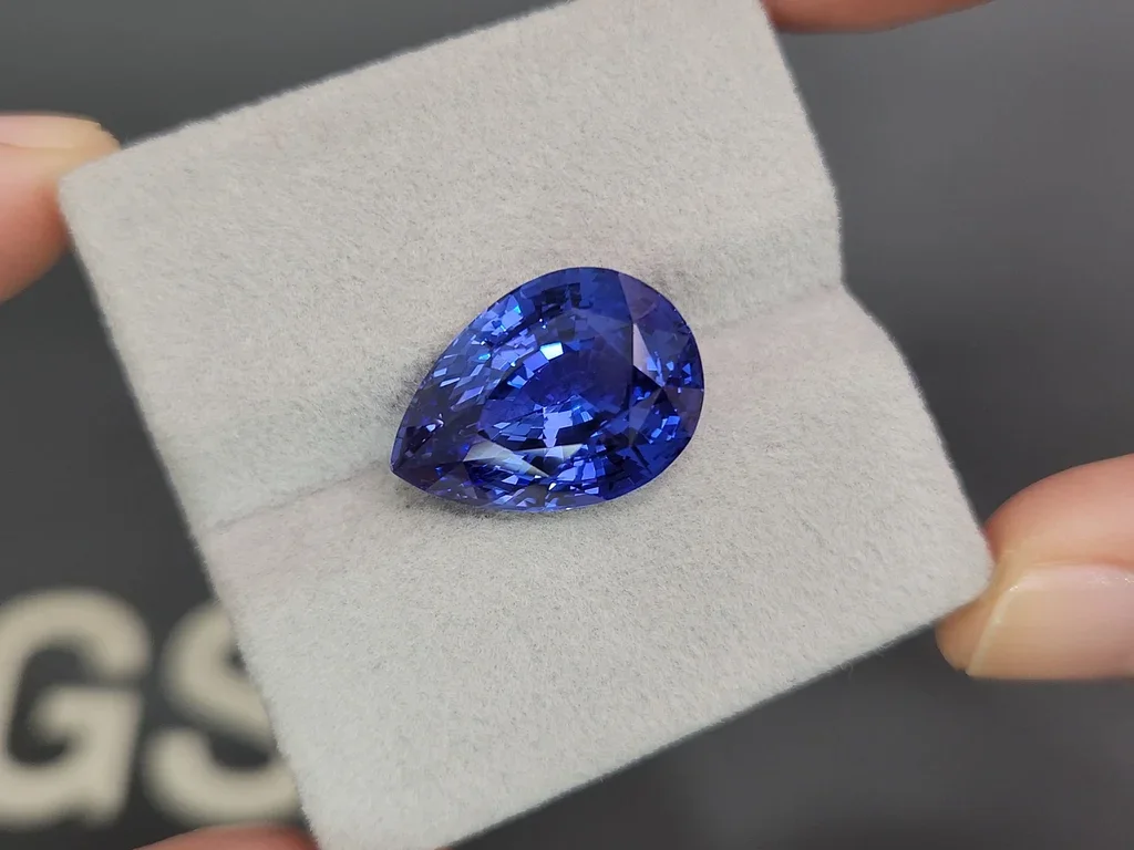 Сапфир Cornflower Blue в огранке груша 15,25 карата, Шри-Ланка Изображение №4