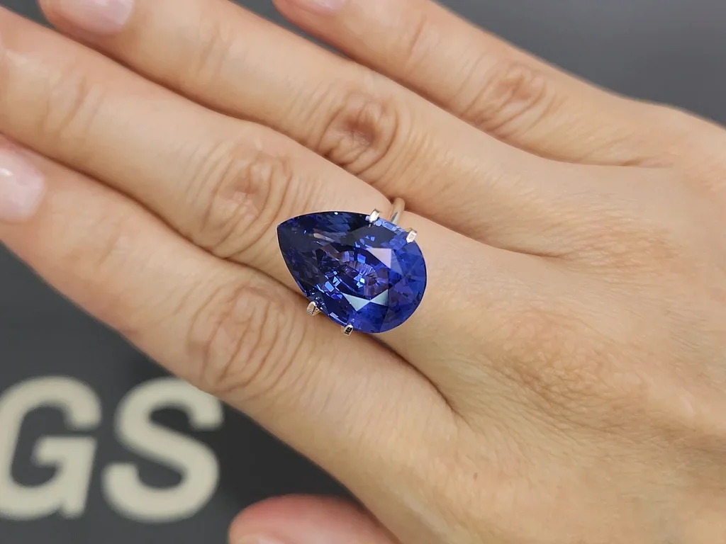 Сапфир Cornflower Blue в огранке груша 15,25 карата, Шри-Ланка Изображение №5