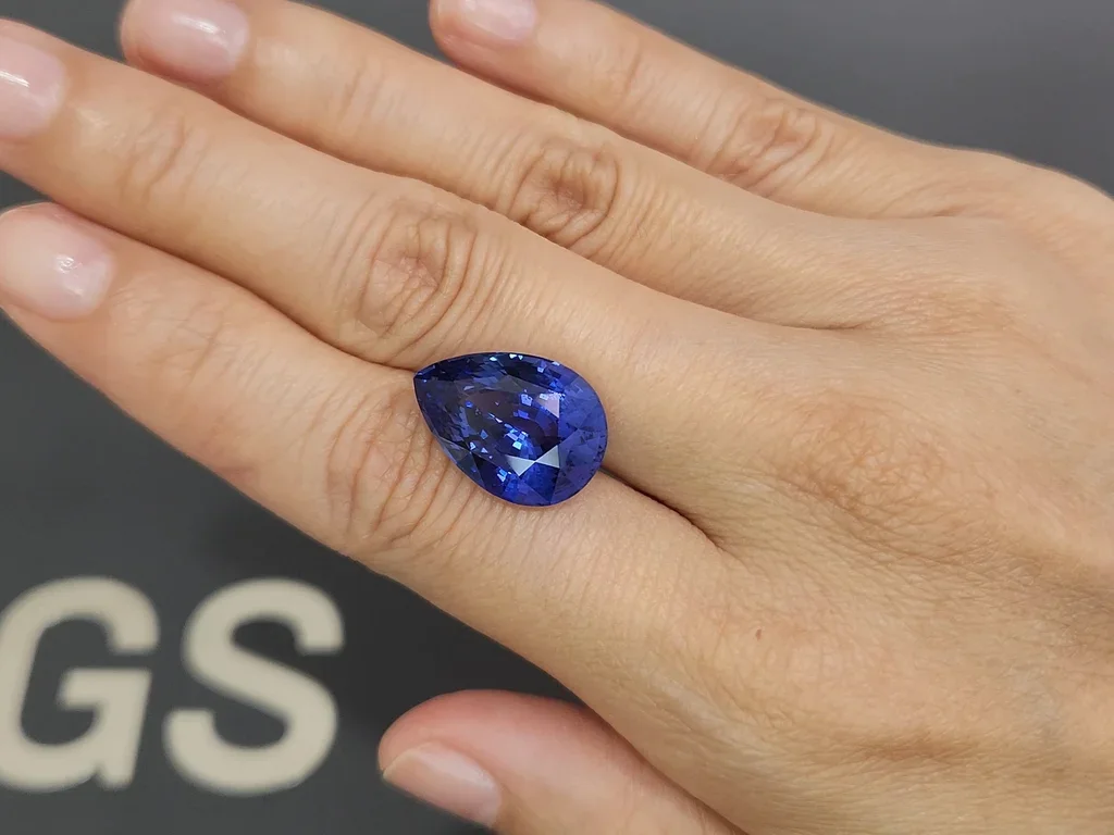 Сапфир Cornflower Blue в огранке груша 15,25 карата, Шри-Ланка Изображение №2