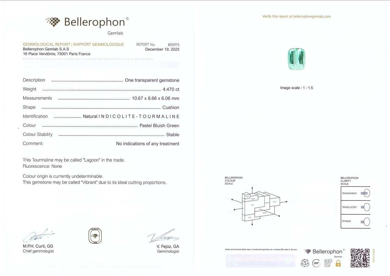 Турмалин Lagoon в огранке кушон 4,47 карат, Афганистан Изображение №6