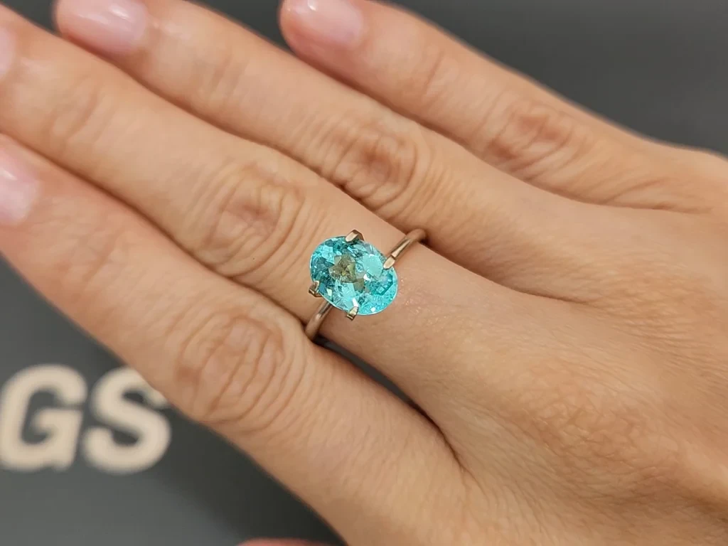 Неоновый турмалин Параиба в огранке овал 2,17 карат, Афганистан Изображение №5