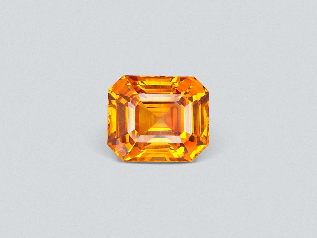 Яркий оранжевый сапфир цвета Fanta в огранке октагон 11,46 карат, Шри-Ланка Изображение №1