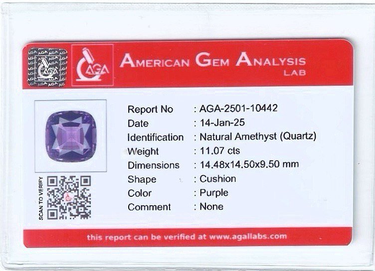 Аметист в огранке кушон 11,07 карата, Бразилия  Изображение №5