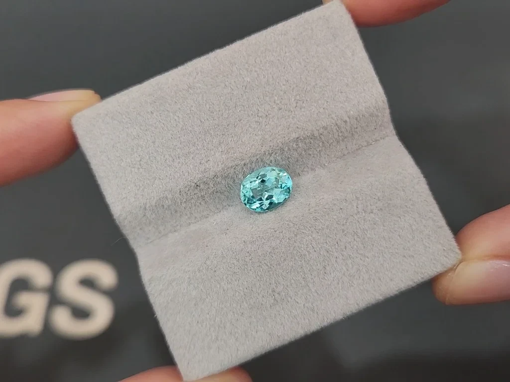 Неоново-голубой турмалин Параиба в огранке овал 1,14 карат, Афганистан Изображение №4