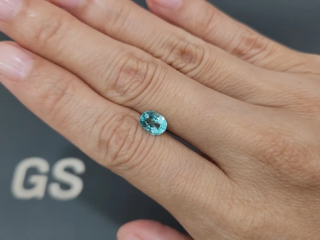 Неоново-голубой турмалин Параиба в огранке овал 1,14 карат, Афганистан Изображение №2