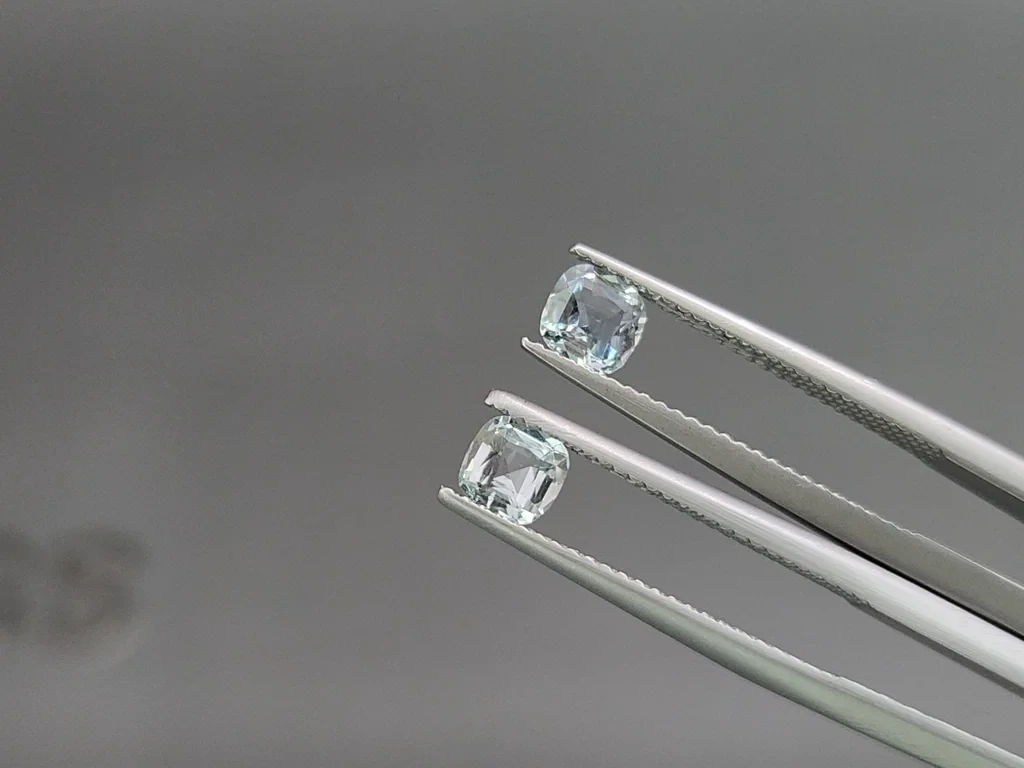 Сет аквамаринов в огранке кушон 1,77 карат, Мадагаскар Изображение №4