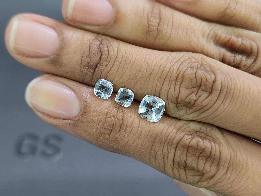Сет аквамаринов в огранке кушон 1,77 карат, Мадагаскар Изображение №2