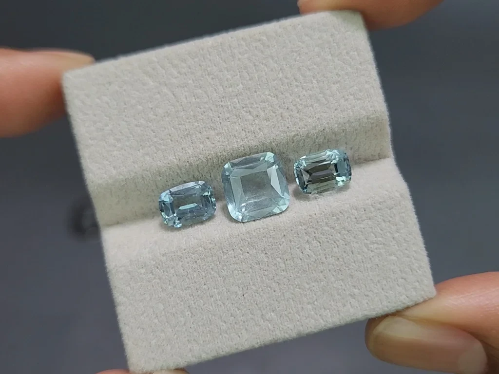 Сет аквамаринов в огранке кушон 4,39 карат, Мадагаскар Изображение №4