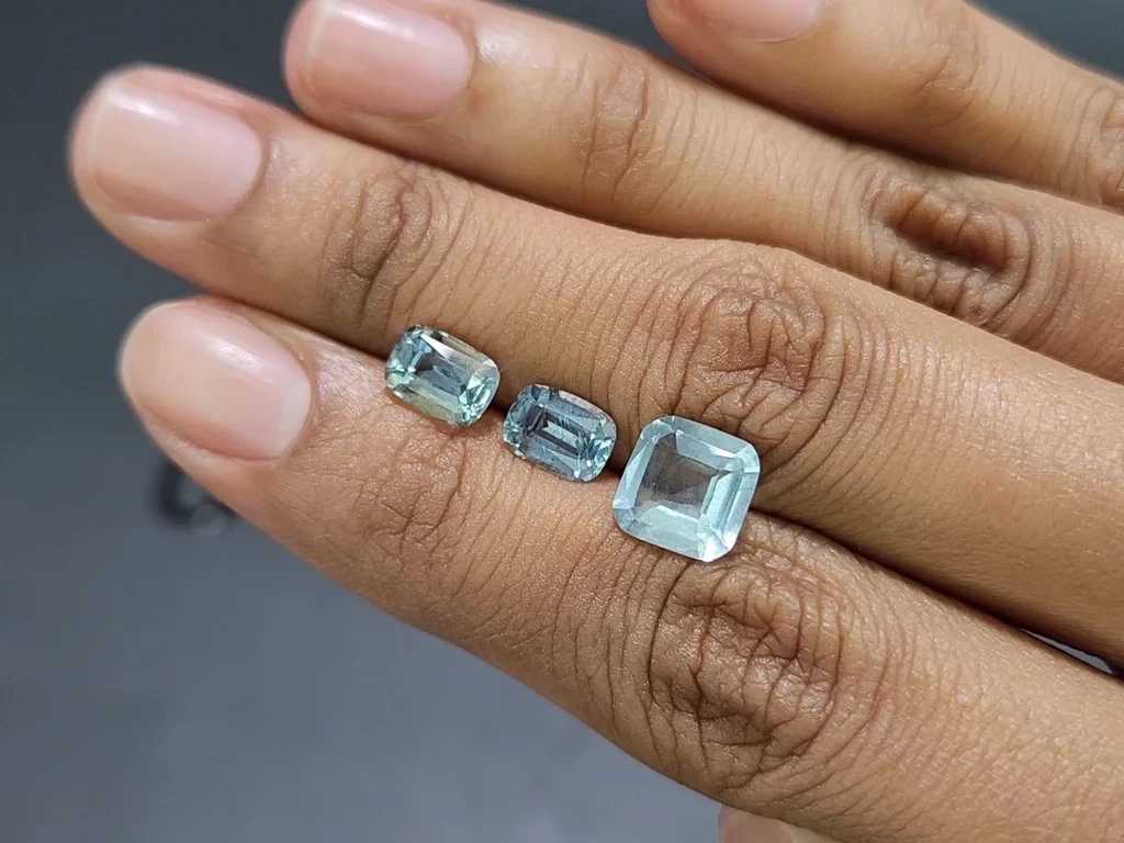 Сет аквамаринов в огранке кушон 4,39 карат, Мадагаскар Изображение №1