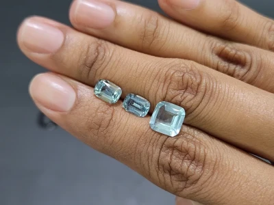 Сет аквамаринов в огранке кушон 4,39 карат, Мадагаскар photo