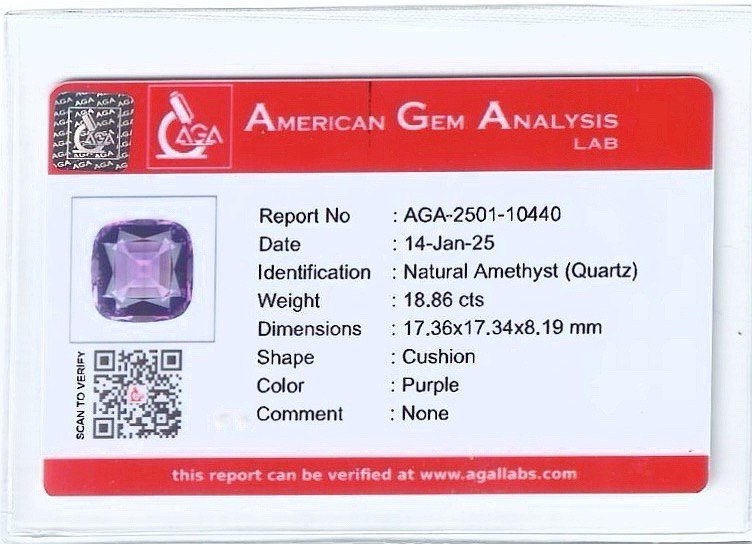 Аметист в огранке кушон 18,86 карата, Бразилия  Изображение №5