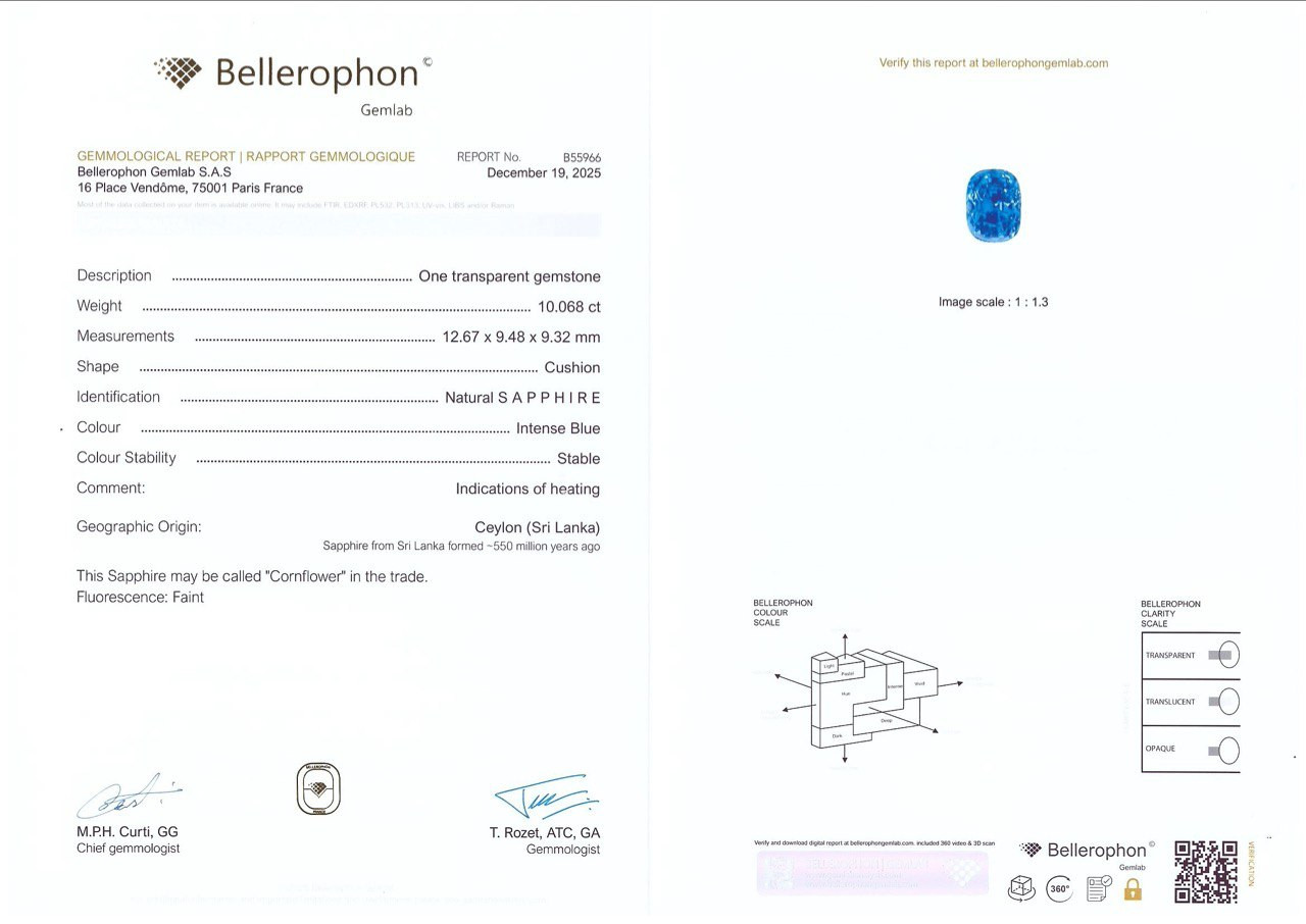 Сапфир Intense Blue в огранке кушон 10,07 карат, Шри-Ланка Изображение №6