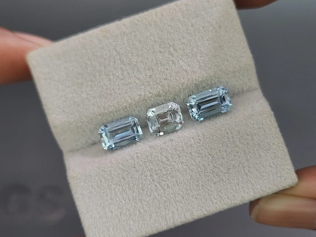 Сет аквамаринов в огранке октагон 3,29 карат, Мадагаскар Изображение №5