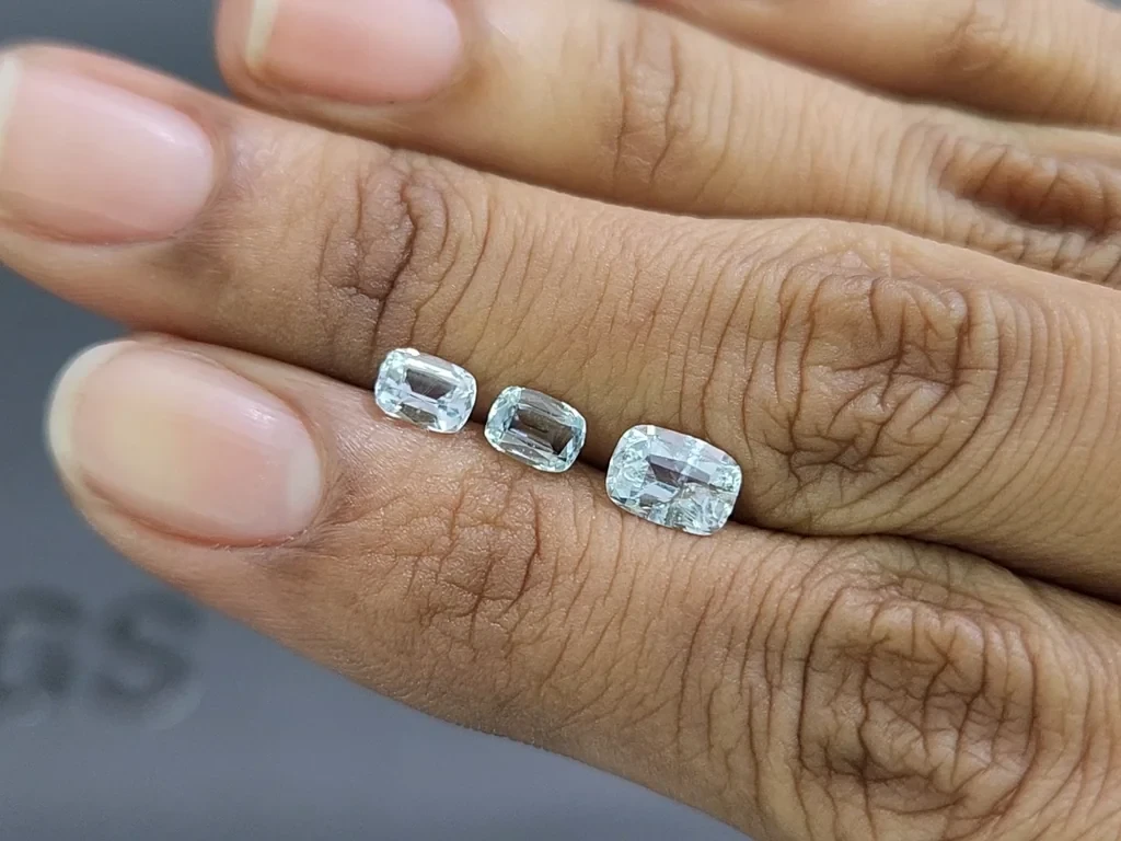 Сет аквамаринов в огранке кушон 1,49 карат, Мадагаскар Изображение №2